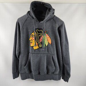 Old Time Hoodie Mens Medium Gray Vintage Hockey Indian Blackhawk Chicago